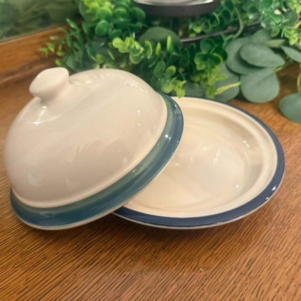 Vintage Pfaltzgraff Ocean Breeze Butter Dish Covered Blue Teal Replacement